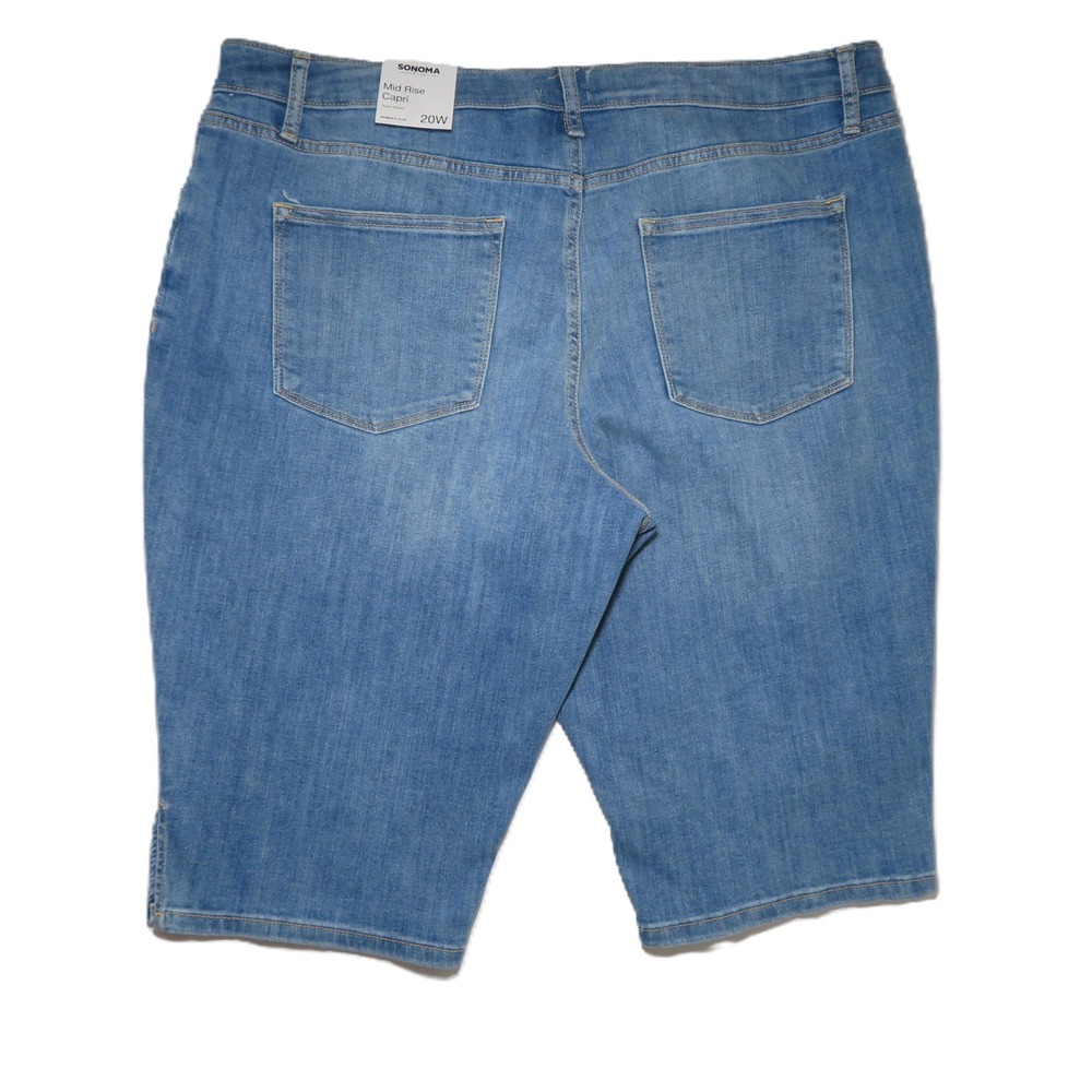NWT 20W Sonoma Mid Rise Capri Jeans Medium Wash Super Stretch - Picture 2 of 6